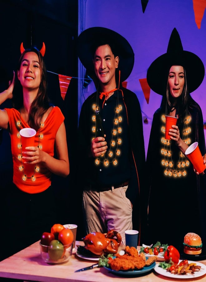 EOBOH Halloween Necklace Accessories, 3PCS 12 Bulbs Pumpkins Light up Halloween Necklaces Bulk, Party Favors Necklaces with Pumpkins, Glow Necklace for Trick or Treat Party Supplies - Image 5